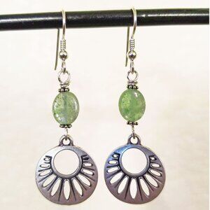 Southwestern Sterling Silver Sage Green Kyanite Dangle Earrings